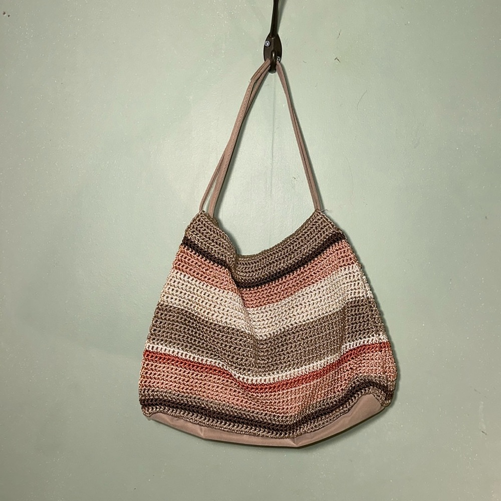 Stripped crochet purse